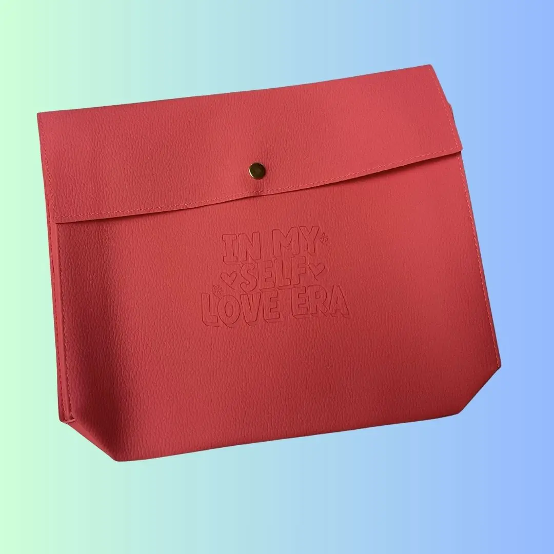 Vegan Leather Book Sleeve - Protective, Roomy, Fun Debossed Design, Sakura Pink - Fits 2 Kelsie Hoss Books, Ideal for My Self Love Era