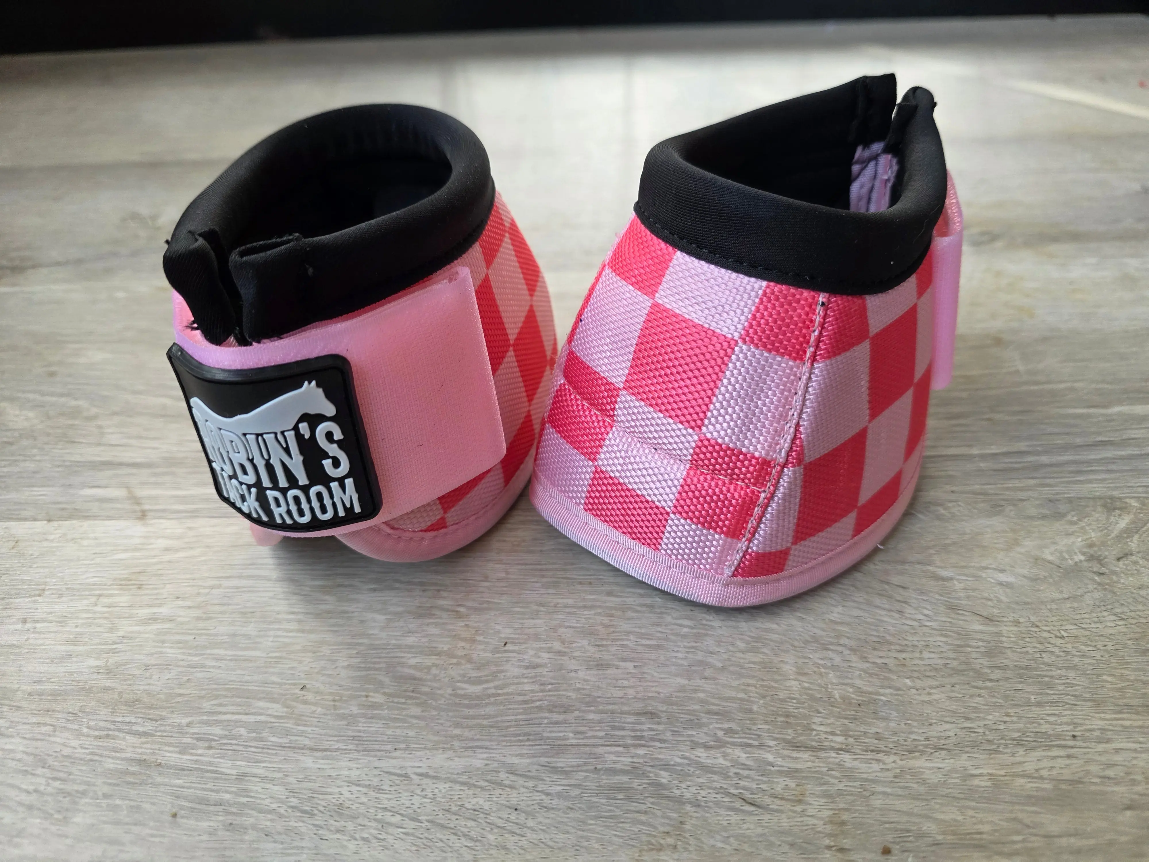 Pink checkered bell boots Pink checkered bell boots