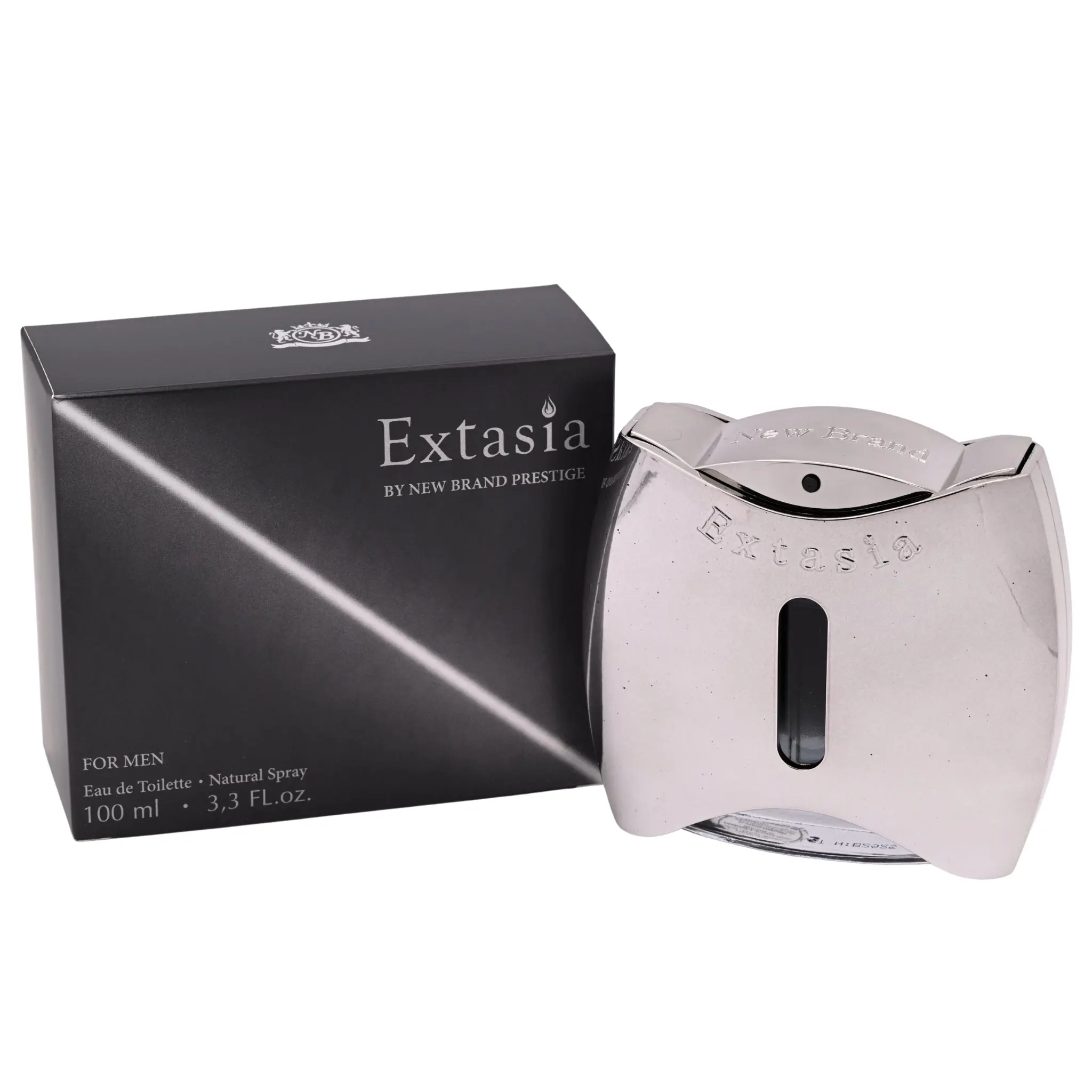 Prestige Extasia Men's Eau de Toilette (EDT) Fragrances - 3.3 fl oz (3.4 oz Equivalent), Luxury-Themed, Masculine, Non-Toxic Bottle Fragrance, Solid Amber, Warm Spicy, Patchouli, Rich Appeal, Boxed New In Package, Luxury-Themed Men's Fragrance