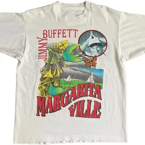[Sale off up to 50%] 1995 Jimmy Buffet Margaritaville Tour T-shirt, Vintage 90s style Cotton Tshirt Comfort Menswear Top, Graphic Streetwear T-shirt