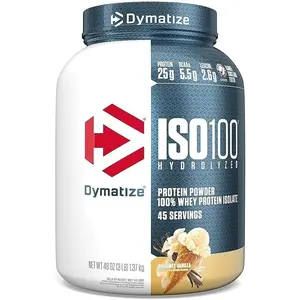 ISO100 Hydrolyzed Protein Powder, 100% Whey Isolate, 25g of Protein, 5.5g BCAAs, Gluten Free, Fast Absorbing, Easy Digesting, Gourmet Vanilla, 20 Servings