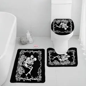 Halloween Mystery Dancer Skeleton Rugs Set, Gothic Style, Absorbent Non-Slip Bath Mats for Bathroom Decor, Tub, Sink, Toilet, Bathroom Floor Mat, Soft Bathroom Mat