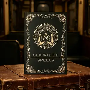 Old Witch Spells Hardcover Grimoire, Hardcover Durability: Black Book with Gold Foil Pentagram & Ornate Designs, Gothic Wicca Spell Book, Vintage Witchcraft Journal for Spells