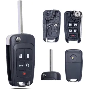 Key Fob Shell Case Replacement Fits for Chevy Cruze Malibu Equinox Sonic Impala GMC Terrain Buick Lacrosse 2011-2016 Keyless Remote Control 5 Button Flip Key Pad Cover OHT01060512