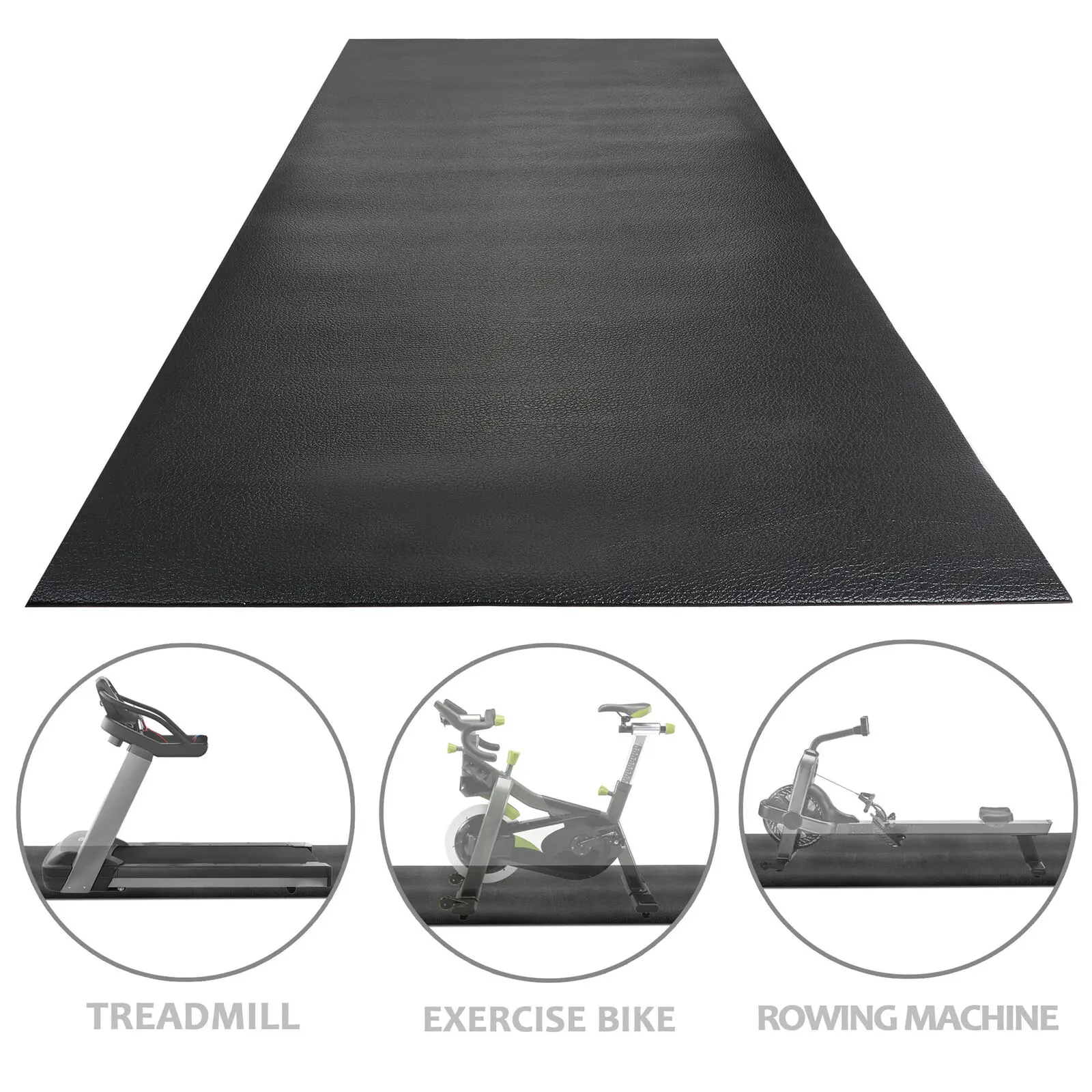 High-Density Durable PVC Home Gym Mat - 8x3FT Rectangular Floor Protection Mat for Cardio Exercise, Fitness Equipment (Gym Bike, Treadmill) with Rugged Strength, Easy Unrolling