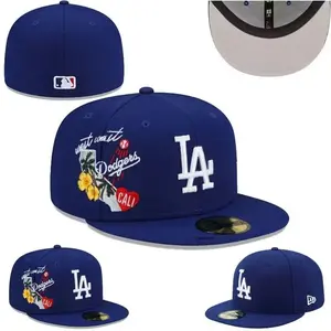 Men's LA Dodgers New Era Navy 9FIFTY Fitted Cap – Royal Blue Flat Brim Hat with LA Logo & West Coast Cali Embroidery, MLB Streetwear Style