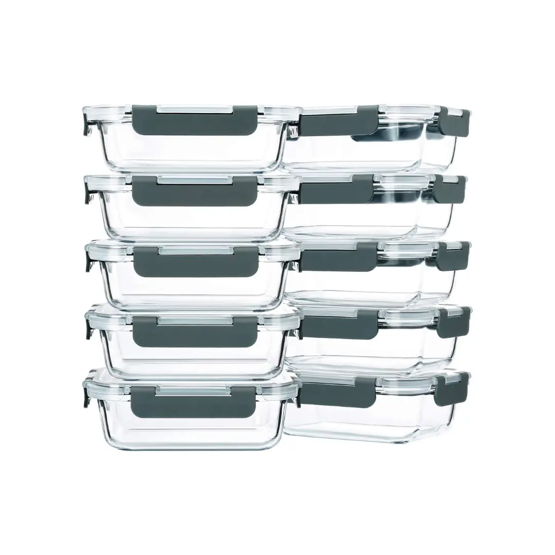 10-Pack,22 Oz Glass Meal Prep Containers,Glass Food Storage Containers with lids,Glass Lunch Containers