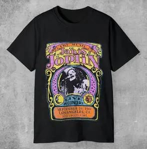 Janis Joplin Vintage Portrait Shirt Classic Rock Tee 70s Style Unisex Cotton