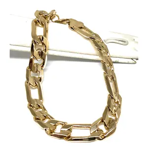 Men’s Gold Plated FIGARO Bracelet 8.5” 7mm Width Esclava