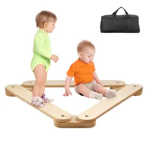 VEVOR Balance Beam Stepping Stones,  3 PCS Wooden Toddler Balance Boards, Montessori Toy for Kids 2-6, Build Coordination and Gross Motor Skills, Gymnastics Course Indoor & Outdoor for Girls Boys Gift