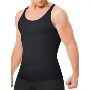Men's Solid Color Compression Vest, Casual Comfortable Breathable Tummy Control Shaper Tank Top, Men's Shapewear Top for Daily Wear, Shaping Top