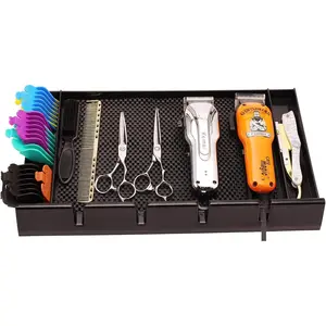 Barber Clipper Tray Organizer, Trimmer, Corded Clippers Holder for Hairdresser, Salon Station Haircut Tools Keeper with Anti-Slip Mat - 15.7" L x 8.9" (Rectangle) springtok