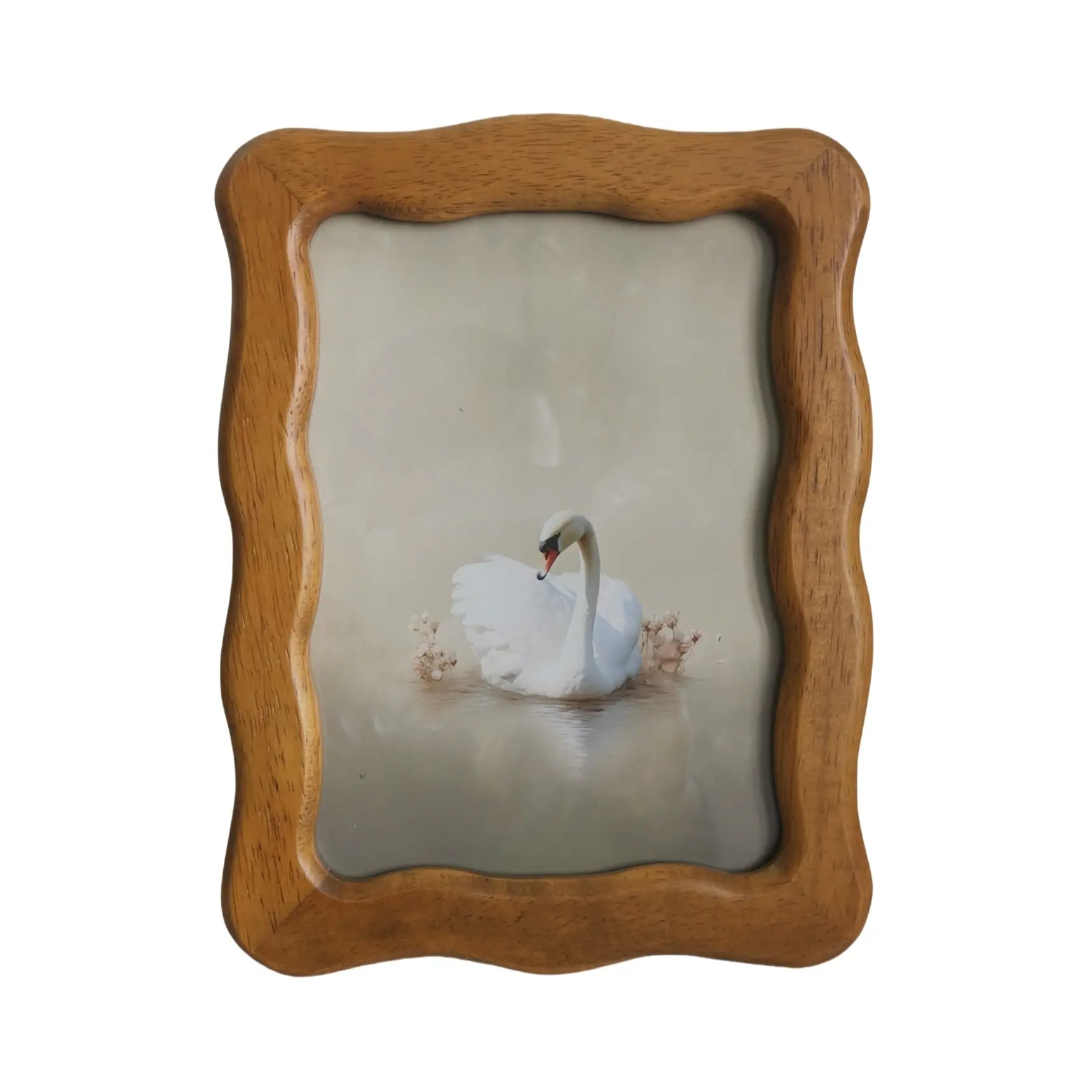 5x7 Inch Wood Picture Frame, Photo Frames, Wavy Edge Design, Transparent Glass Display, Rustic, Room Decor, Home Decoration, Ideal for Desktop & Wall Mounting, Single Pack, Wooden Frame