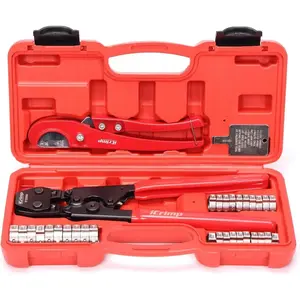 PEX Pipe Clamp Crimping Tool Kit Cinch Crimper Tool for Stainless Steel Clamps from 3/8-inch to 1-inch with 1/2-inch 20pcs and 3/4-inch 10pcs SS PEX ClampsQuesear
