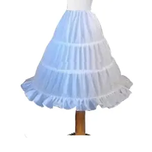 Kids Toddler Girls 3 Hoops Petticoat A-Line Skirts Single Layer Skirt Underskirt Elastic Waist White Wedding Party Skirts