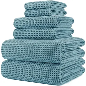 Oversize, 60 x 30 in., Quick Dry Lint Free Microfiber Bath Towel Set, 6 count (Waffle Weave)