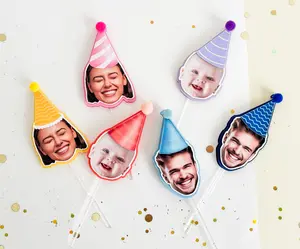 Set of 12 - Custom Face 3D Cupcake Toppers, Face Party, Face birthday decoration, Cupcake topper decoration