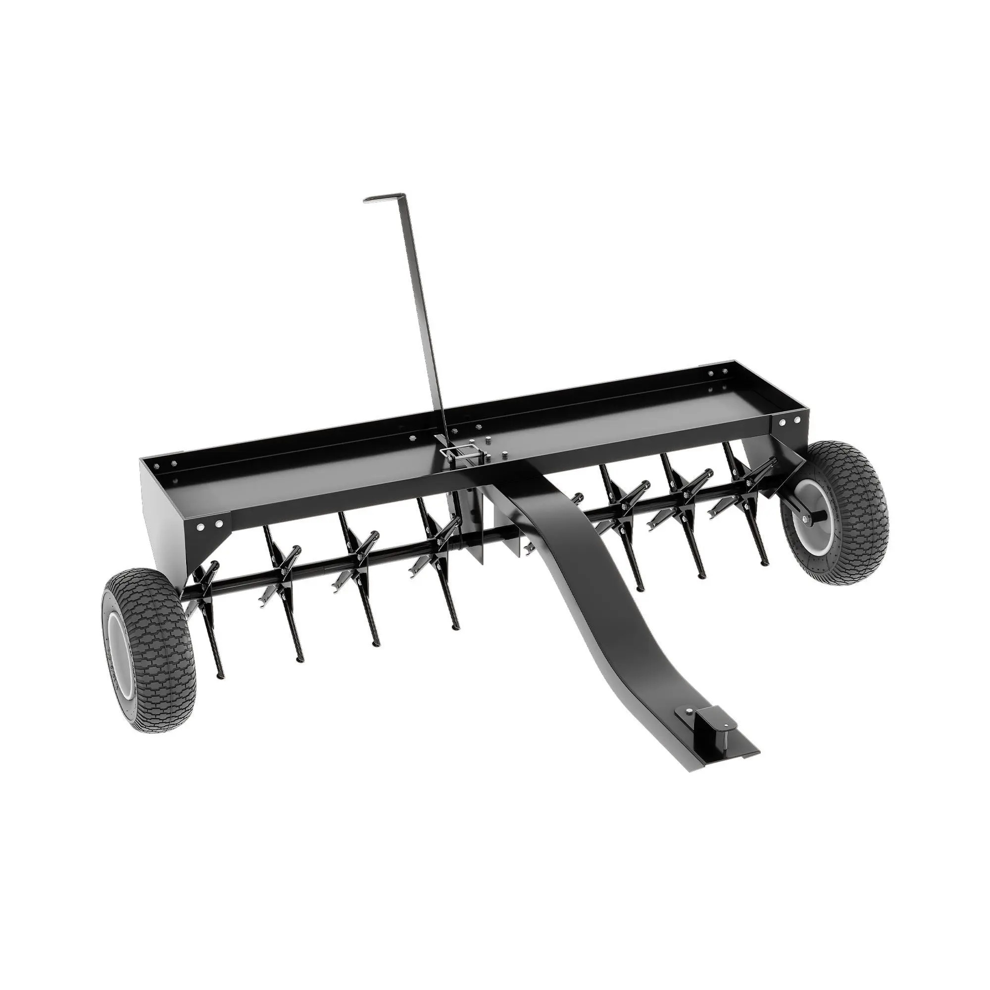 40/48 Inch Tow Behind Lawn Plug Aerator, Lawn Aerator Tow Behind with Steel Tines,Universal Hitch,Tray and Inflatable Wheels for Gardens, Lawns and Farms