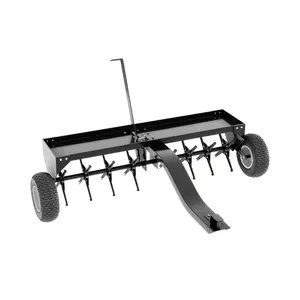 40/48 Inch Tow Behind Lawn Plug Aerator, Lawn Aerator Tow Behind with Steel Tines,Universal Hitch,Tray and Inflatable Wheels for Gardens, Lawns and Farms