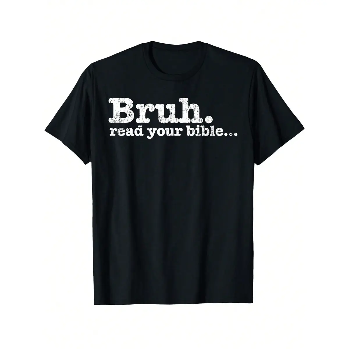 Menswear Unisex Short-Sleeve Christian Meme T-Shirt - 'Bruh Read Your Bible' Graphic, Soft Cotton Regular Fit, Streetwear Tshirt Set