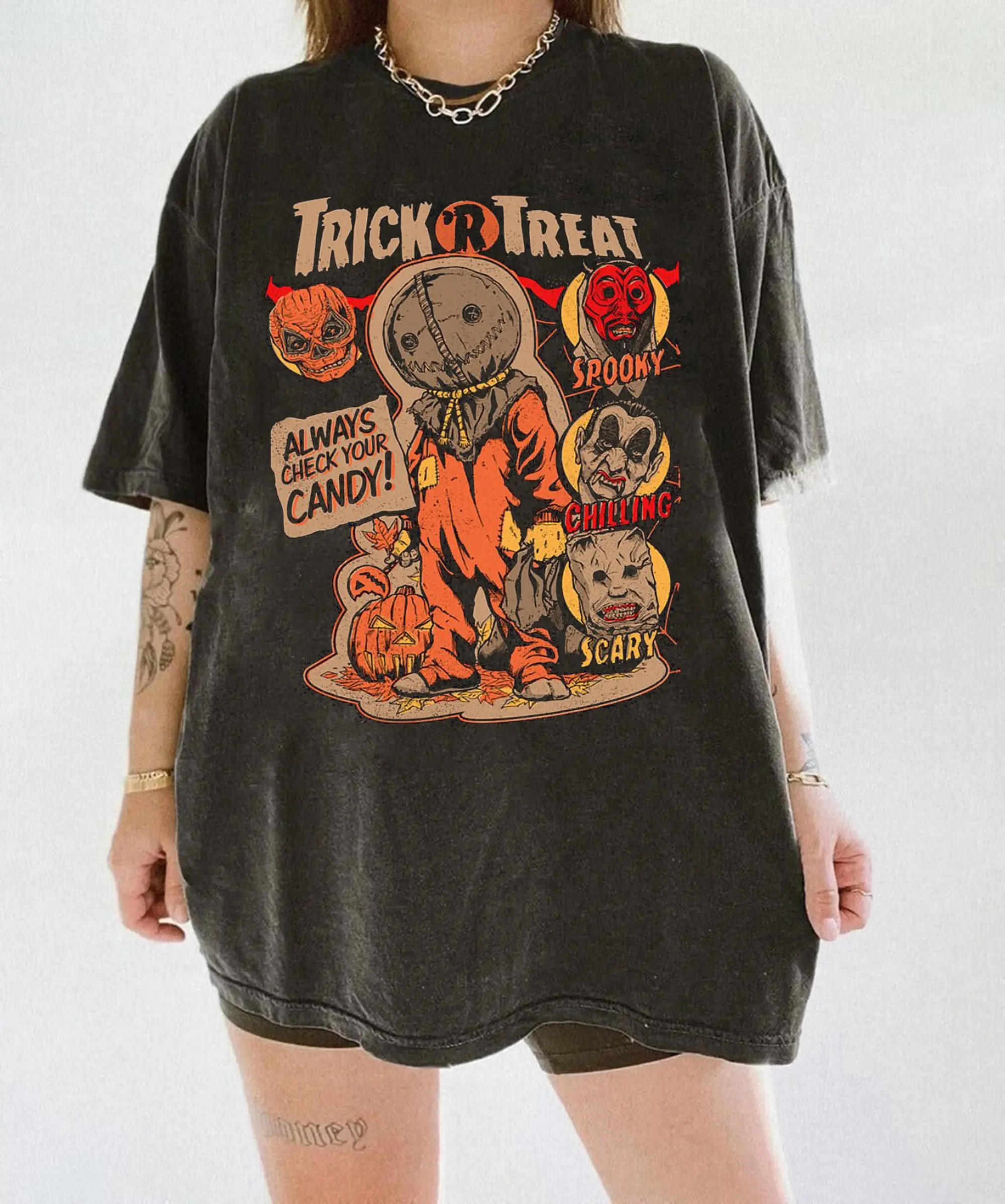 Vintage halloween Trick Or Treat Shirt, Horror Movie Shirt, Halloween Shirt, Movie Shirt, Spooky Season, Halloween Pumpkin Shirt