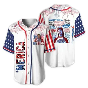 Funny Patriotic Baseball Jersey, Merica Inspired American Holiday Apparel