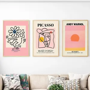 3pcs/set Frameless Modern Gallery Wall Picasso Andy Warhol Orange Wall Art Canvas Painting Posters For Living Room Home Decor
