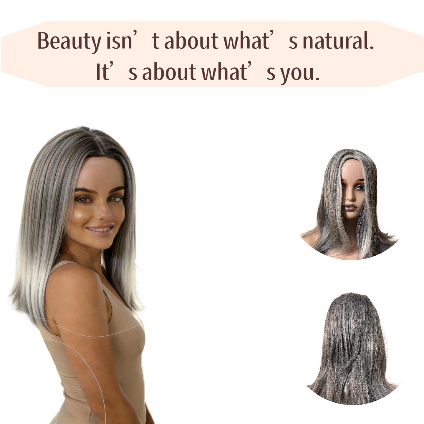 Women's Long, Layered Wavy Wig — Silver-Gray Realistic Natural-Look Wig