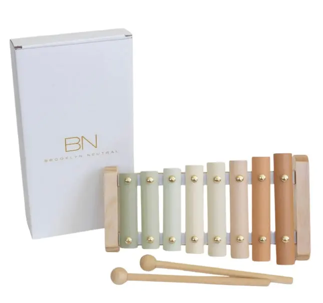 BN Brooklyn Unisex Neutral Wooden Xylophone - Durable Wooden Construction Musical Toy for 3-4 Years, Soft Earthy Tones, BPA-Free Non-Toxic Build, Encourages Creativity for Playtime Learning & Display