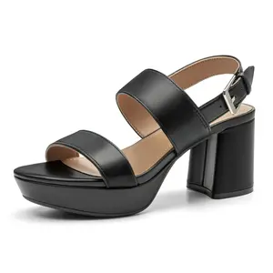 Athlefit Women's Platform Heels Chunky Block Heeled Sandals Open Toe Comfortable Buckle Dress Heels for Party Wedding