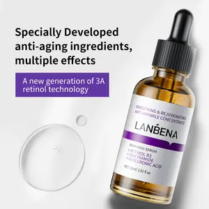 LANBENA Renewing Anti Aging Serum 30ml - Retinol Niacinamide, Hyaluronic Acid - Anti-Wrinkle Youthful Glow Antibacterial Rejuvenating Moisturizing
