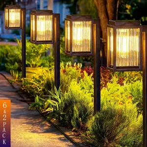 Larger Bright Solar Pathway Lights Outdoor 2/6pcs, Solar Path Lights for Outside, Auto ON/OFF, Solar Powered, Outdoor Garden Lights for Yard Lawn Patio Walkway Driveway Landscape Lighting