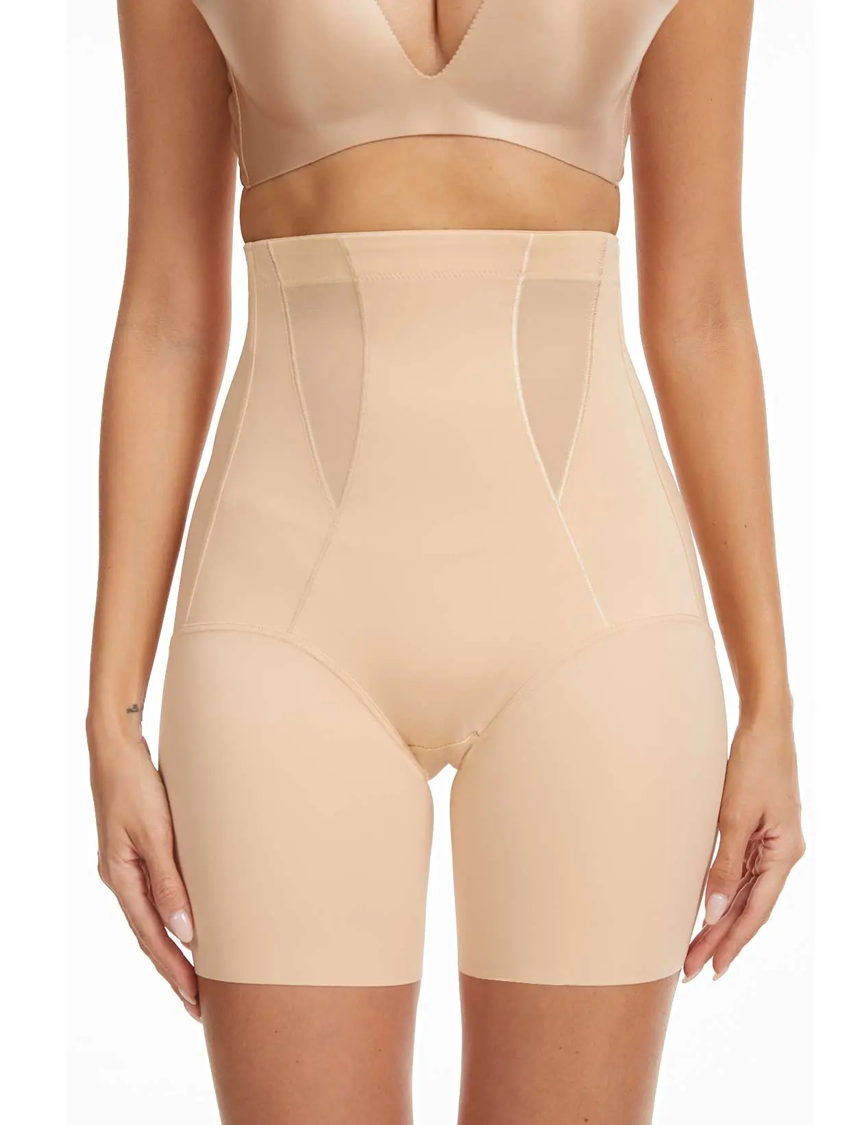 CHECHURY Women's High Waisted Shapewear Boy Shorts - Light Nylon Elastane Seamless Body Shaper with Tummy Control, Butt Lifter, Anti-Chafing, Breathable, Body Contouring for Casual Wear