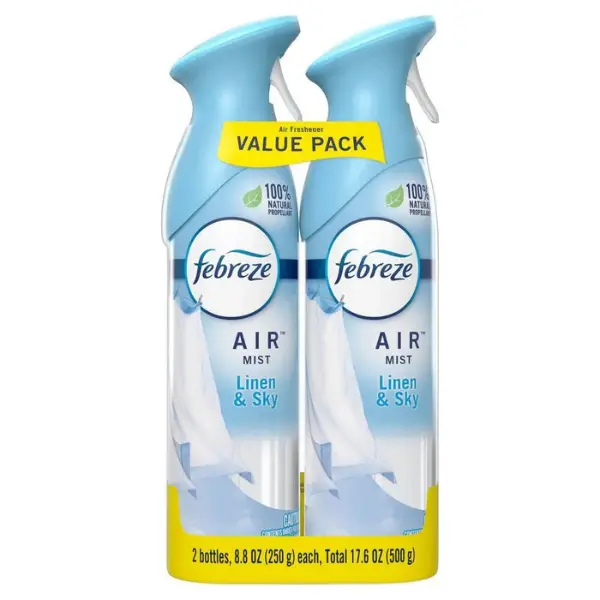 Febreze Air Effects 8.6 Oz. Air Freshener Spray (2 Count), Eliminates Smoke Odor, Pet Odor Eliminator, Doesn‘t Mask Odors, Natural Propellant, Whole Home Freshener, Kitchen Air Freshener, Bathroom Odor Spray