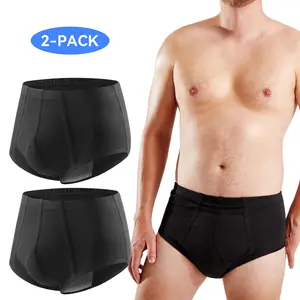 CARER 2pk Washable Cotton Mens Incontinence Underwear Reusable 180ml Absorbency Men's Bladder Control Briefs Breathable Spandex Fabric Layered Protection old  school  boxers boxers  polo  wear boxers  brief  deck