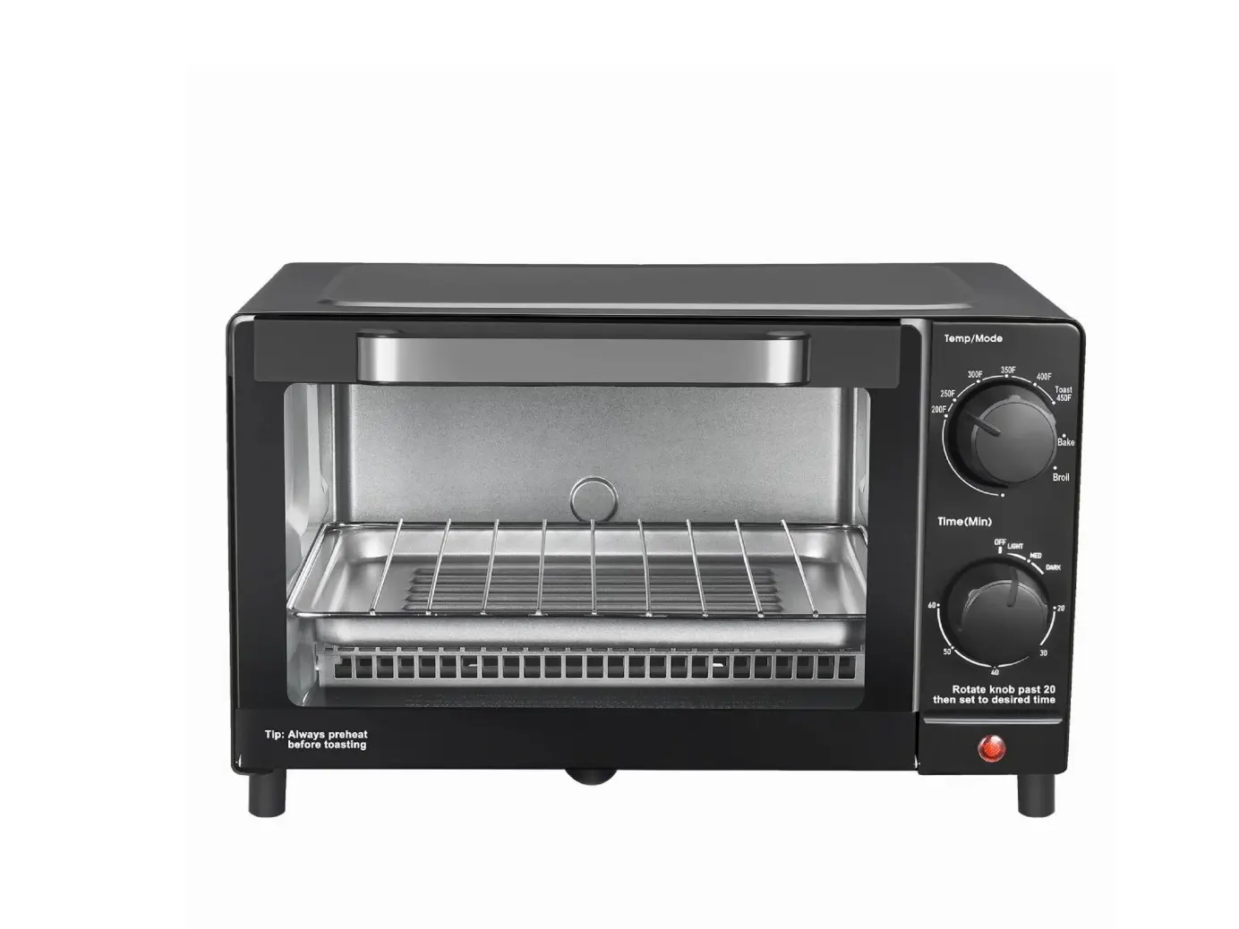 4 Slice Countertop Toaster Oven with 3 Settings, Includes Baking Rack and Pan, Black/ White