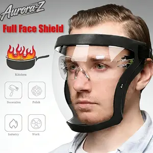 Transparent Visor - Adjustable Full-Face Protective Shield - Durable Plastic Safety Mask - Heat & Impact Resistant for Work, Kitchen, and Outdoor Use with Easy Drawstring Closure