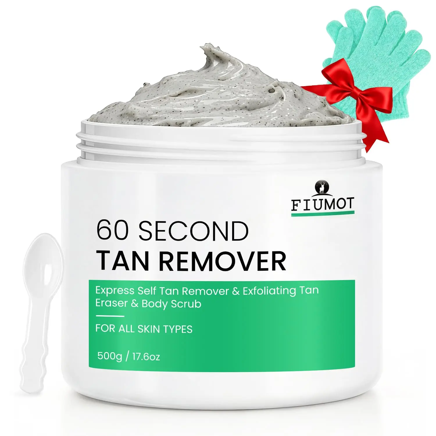 FIUMOT 60 Second Tan Remover, Fast-Acting Exfoliating Self Tan Remover for Uneven & Patchy, Vegan, 17.6oz