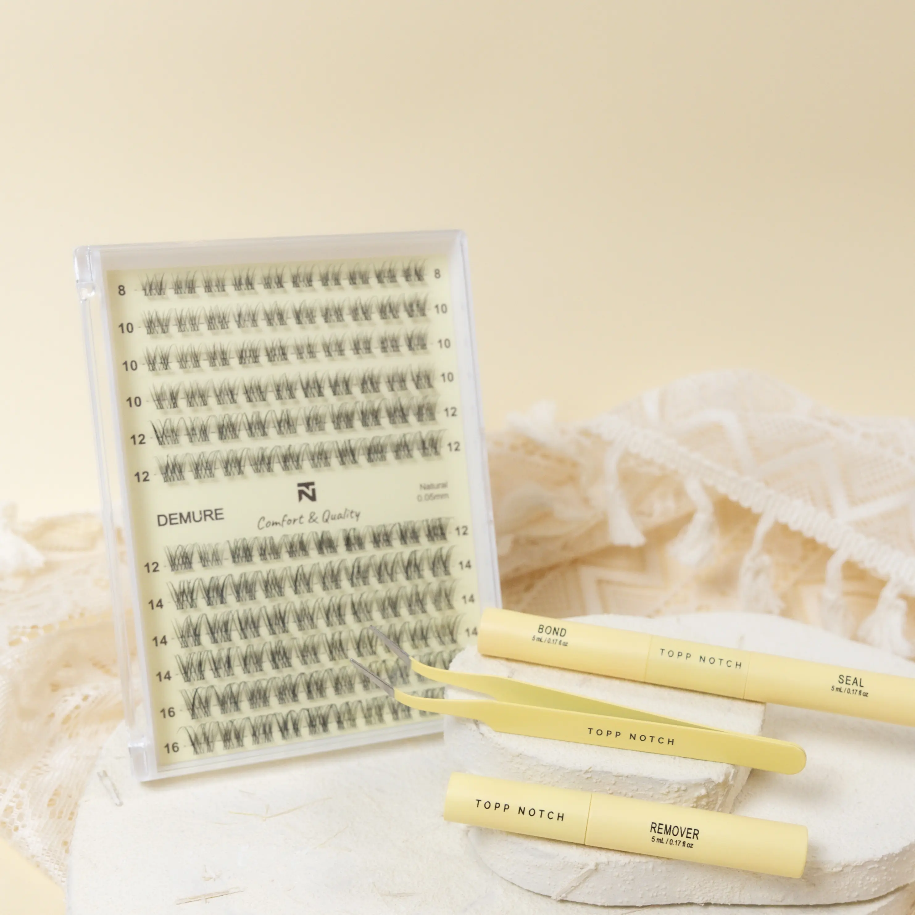 TOPP NOTCH BEAUTY - Natural Collection Lash Cluster Kit | DIY Eyelash Clusters | Extensions | Makeup | Cosmetic | D Curl 8-16mm