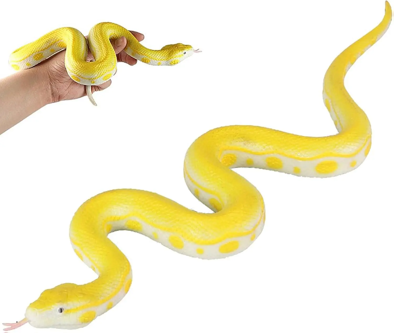 Realistic Fake Snakes Toy Soft Rubber Snakes to Keep Birds Away - Python Snake Toys for Garden Props to Keep Birds Away, Scare Squirrels, Mice, Pranks Halloween Decoration Props