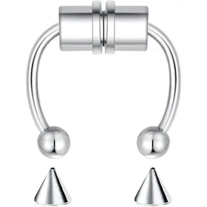 Nose Rings Hoops Fake Nose Ring Fake Septum Fake Lip Rings Fake Septum Piercing Fake Nose Piercing Fake Nose Hoop Double Hoop Nose Ring Fake Double Nose Ring Nose Cuffs Faux Nose Rings Clip On Cartilage Hoop Earring Magnetic Nose Ring Magnetic S, 1 Pcs