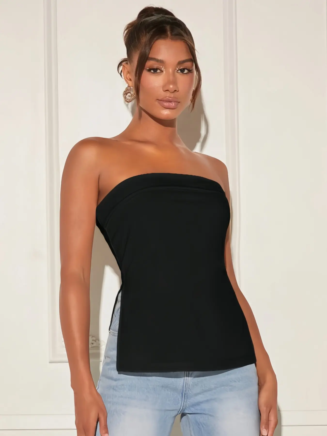 New elegant sexy and beautiful women's strapless sleeveless vest Tops