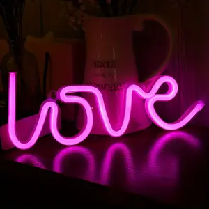 Romantic Neon Sign Light, USB or Battery Powered, Dual Power, Bedroom Background Atmosphere Lamp, Wedding Anniversary Birthday Party Decor, Led Neon Lights