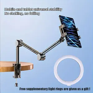 10" LED Ring Light with Cellphone Holder, Stainless Steel Adjustable Arm Stand, 3 Color Modes Dimmable Selfie Light for Live Streaming, Makeup, Mobile Phone Electronics Accessories Gift