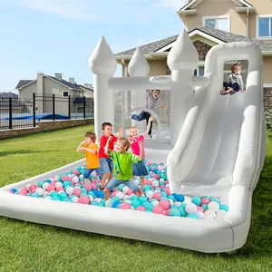 165in Big Inflatable Game Castle Of Children With Big Ball Pit And Water Slide For Party Outdoor Playground Play Wedding Birthday outdoorfun