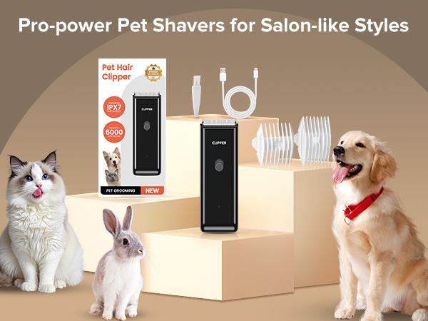Pet Clippers for Dog Hair Grooming Low Noise, Rechargeable Cordless Cat Shaver with Ceramic Blade,Portable Pet Hair Trimmer for Matted & Long Hair