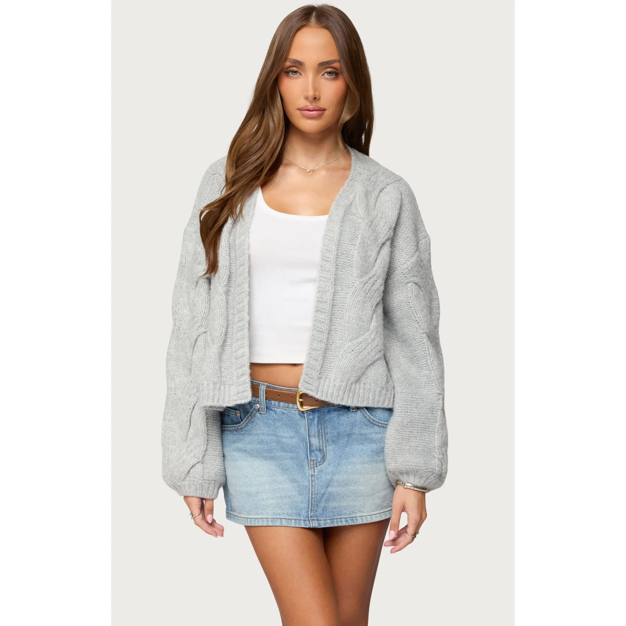 Edikted Women's Braiden Chunky Cable Knit Cardigan