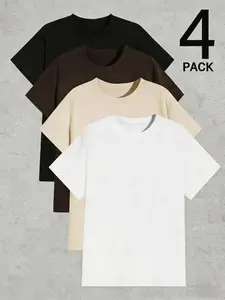 Men Women Unisex Soft Breathable Daily Basic Casual Tee Set, /coffee// Options, Ideal for Everyday Wear