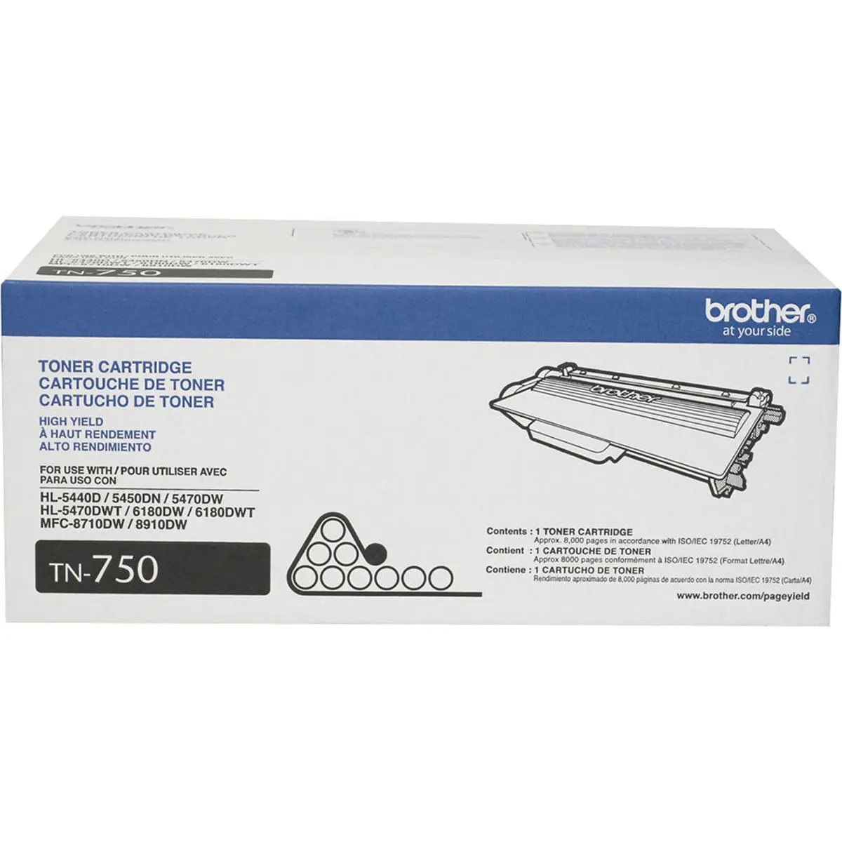 Brother BRT-TN750 High Yield Toner Cartridge, Upto 8000 Page Yields