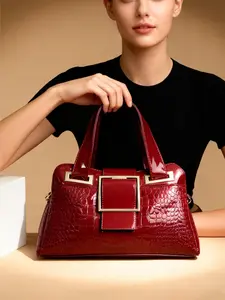 Stylish Casual Vintage Crocodile Patterned Crossbody Tote Bag, Ideal for Daily Commuting & Shopping, Trendy Commuting Bag, Durable Gift Option for Women